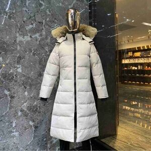 Canada Goose White Puffer Coat with Fur Trim
